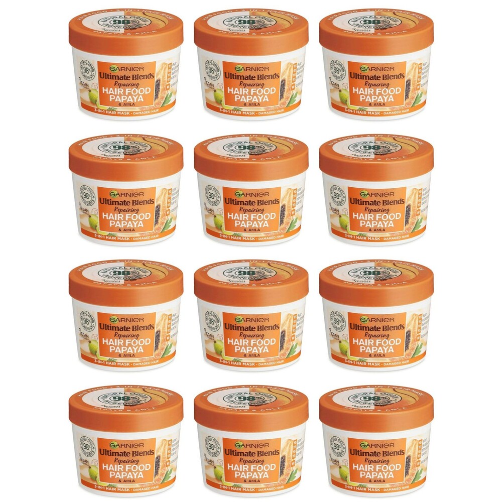 12-PACK Garnier Ultimate Blends Hair Food Papaya 3-in-1 Damaged Hair Mask